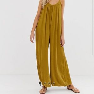 Low back crinkled jumpsuit